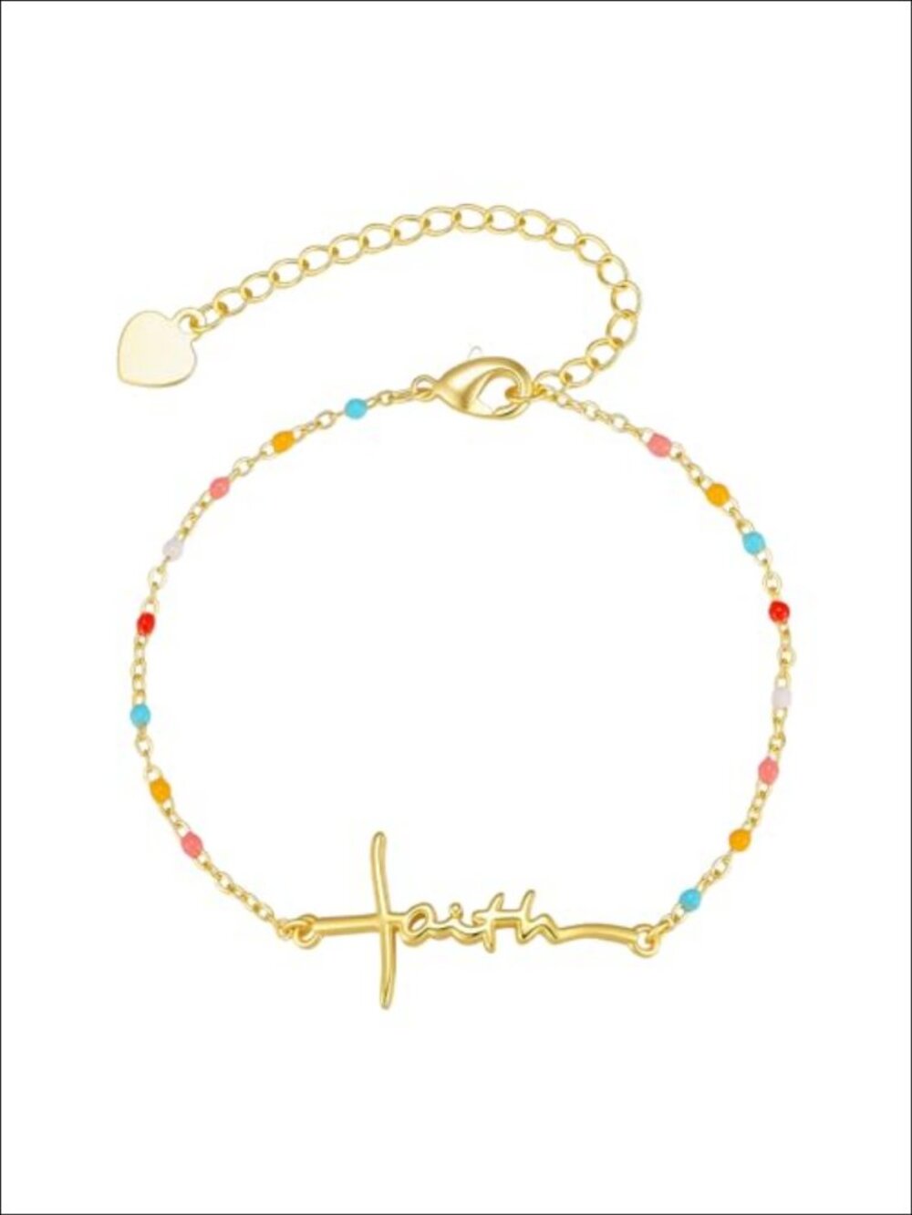 14K Gold Plated Faith Cross Bracelet Adjustable Christian Jewelry
